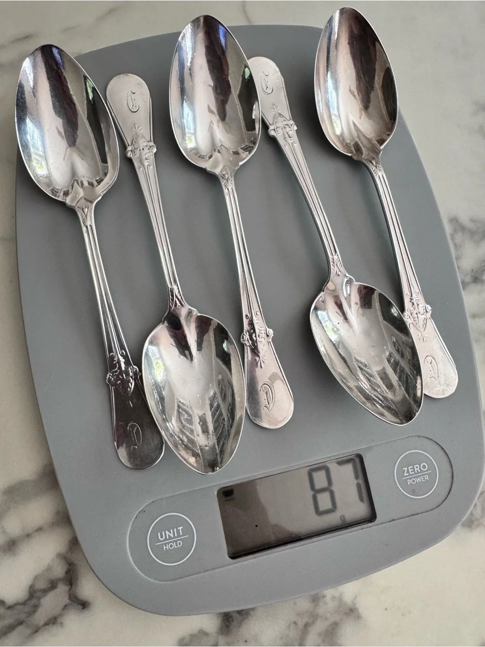Sterling Silver Teaspoons • Pattern 1915 Small New England Maker Set of 5 (81g)